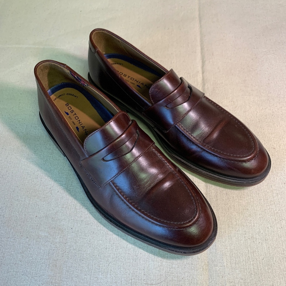 Bostonian Mens Brown Leather Penny Loafers 7.5